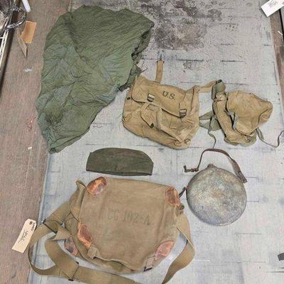 #4562 • US Army Bags, Hammock, Water Canteen
