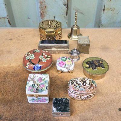 #3044 • (10) Trinket/Jewelry Boxes & Bell
