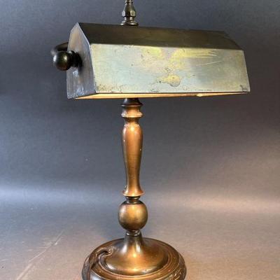 Lot 566 | Genuine Art Deco Brass Bankers Lamp by Herco
