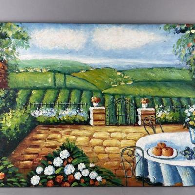 Lot 443 | Unframed Oil Painting of Courtyard
