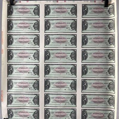 Lot 243 | 1960s Sheet of Unused Traveler’s Checks
