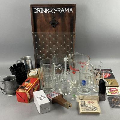 Lot 608 | Vintage Bar Items, Drinking Game, Tap Handles a
