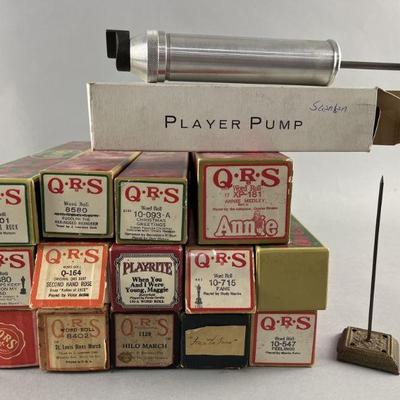 Lot 246 | Player Piano Rolls & Pump & Paper Spike
