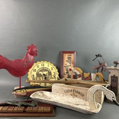 Lot 626 | Vtg. Cabin/Farmhouse Home Decor
