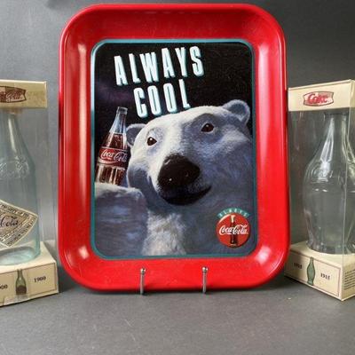 Lot 642 | Vintage Style Coca-Cola Bottles & Polar Bear Tray
