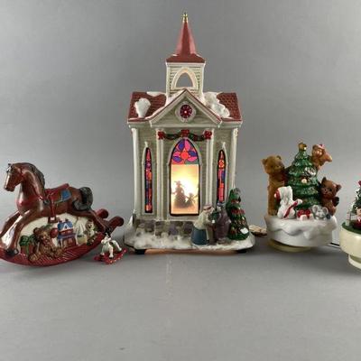 Lot 450 | Christmas Lighted Silhouette Church & More
