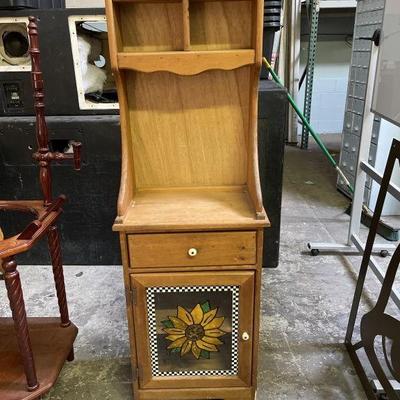 Lot 438 | Wood Cabinet Sunflower Glass Door
