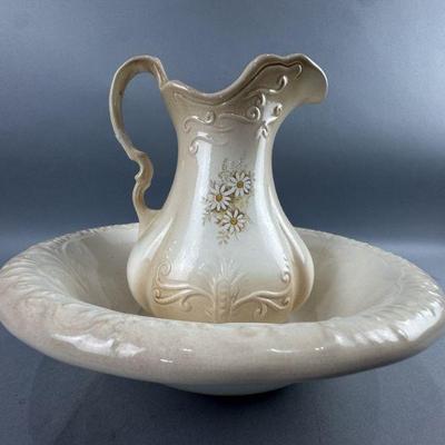 Lot 409 | Antique Ironside Water Pitcher and Bowl
