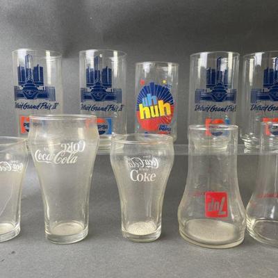 Lot 619 | Coke, Pepsi & 7UP Advertisement Glasses

