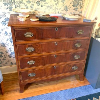 Antique cherry 4-drawer inlaid Hepplewhite chest