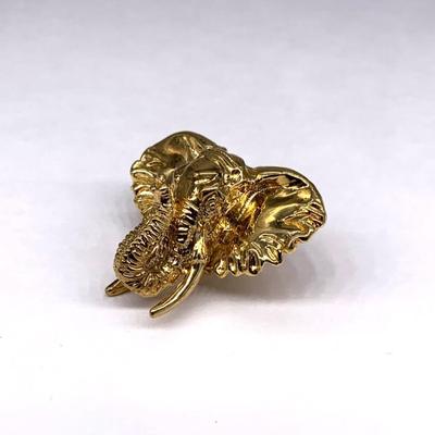 Gold-plated sterling elephant head brooch