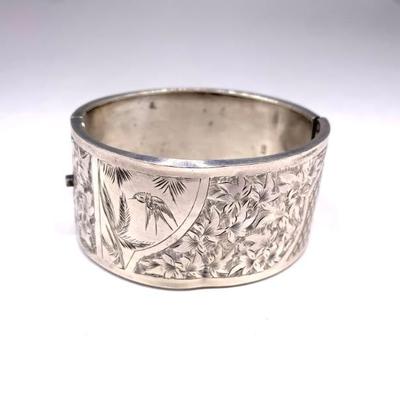 Antique English sterling cuff bracelet, John Fenton, Birmingham, 1882