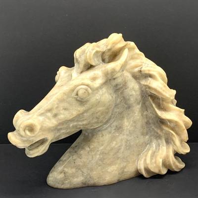 Italian carved marble horse, ht. 14 in, 17 1/2 length, 