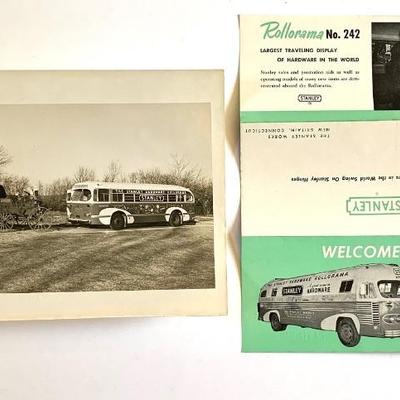 Photo and brochure of Stanley Tools Rollorama bus