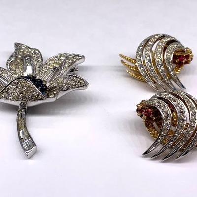 Boucher pin and earrings