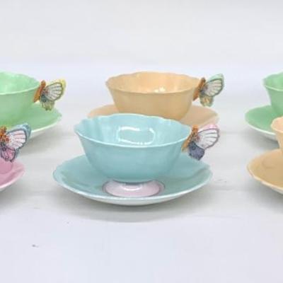 Paragon butterfly-handled tea cups