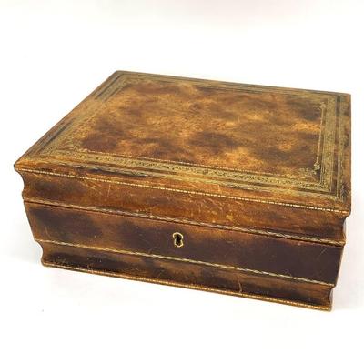 Vtg. Italian tooled leather jewelry box