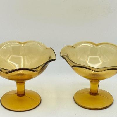 (2) Fairfax Ruffled Sherbert Dishes Amber
