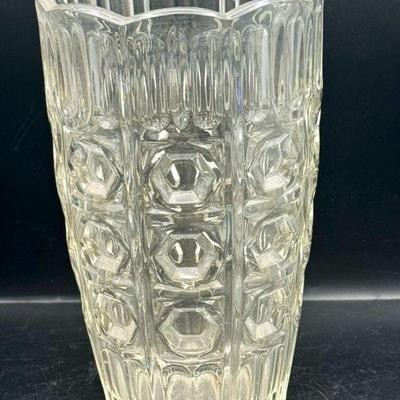 Heavy Art Deco Clear Glass Vase
