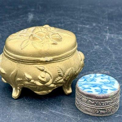 (2) Antique Metal Trinket Boxes
