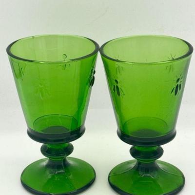 (2) La Rochere Bee Glasses Emerald Green
