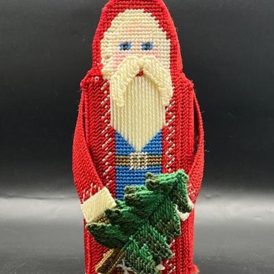 Festive Weighted Santa Christmas 14” Needlepoint Doorstop
