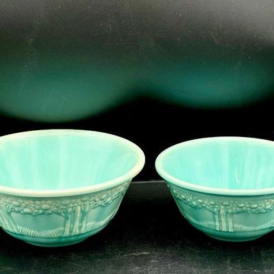 (2) Early 20th Century Homer McLaughlin Orange Tree Nesting Bowls Colgate
