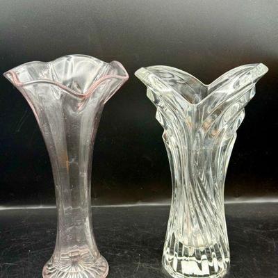 Clear Mikasa Mystic Suite Vase W Sticker & Swung Glass Vase
