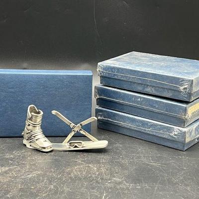 (4) Boxed Fort Ski & Boot Pewter? Soft Metal Decor
