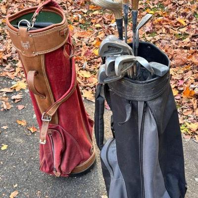 Wooden Drivers With Iron Set And (2) Golf Bags
