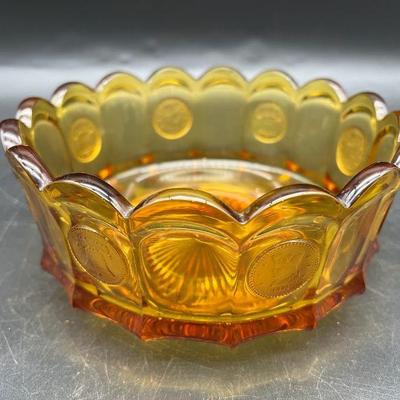 Vintage Fostoria Amber Glass Coin Bowl
