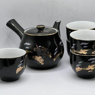 Vintage Hand Painted Teapot & (5) Teacups
