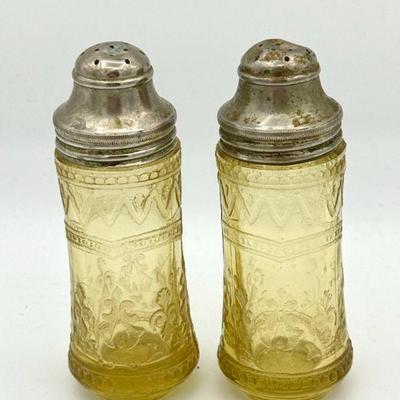 Federal Glass Amber Salt & Pepper Shakers
