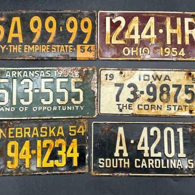 (6) Vintage Small License Plates
