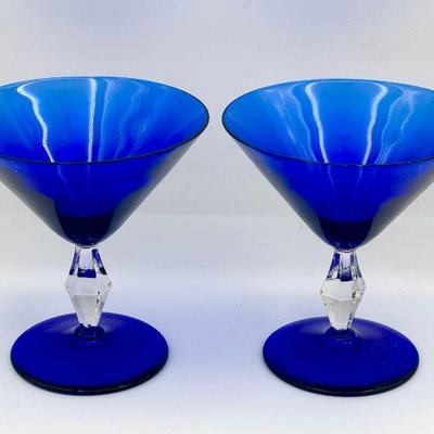 (2) Cobalt Blue By Bryce Wine Glasses
