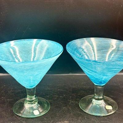 (2) Crate & Barrel Calypso Margarita/Martini Glasses Made in Mexico
