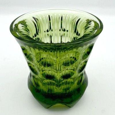 Fostoria Avocado Green Thumbprint Vase

