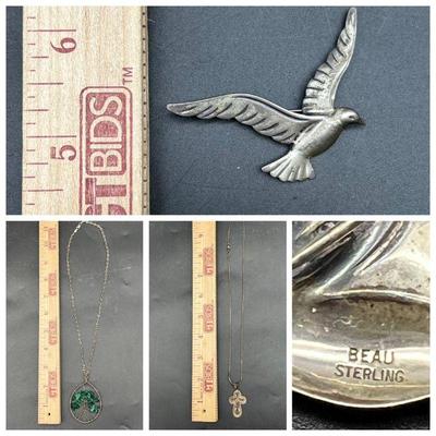 (3) Sterling Silver Jewelry ft. Necklaces & Brooch
