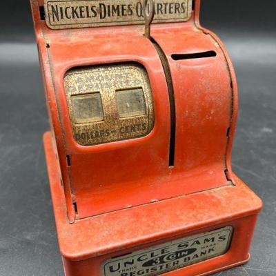 Uncle Sam’s Register Coin Bank with Unknown Coins
