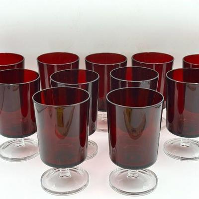 (11) Luminarc Aroroc Ruby Red Wine Glasses
