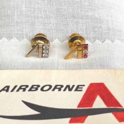 Airborne Service Award Tack Pins * 1/20K Gold Filled * Tested Diamonds * Rubies * See Description
