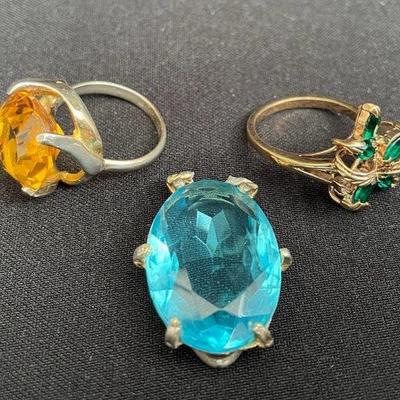 Large Faceted Glass Cocktail Rings * Loose Piece * See Description
