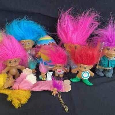 Collection of Troll Dolls Various Sizes
