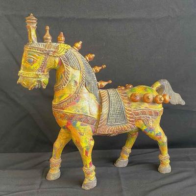 Vintage Painted Wooden Horse Figurine * Likely Indonesian
