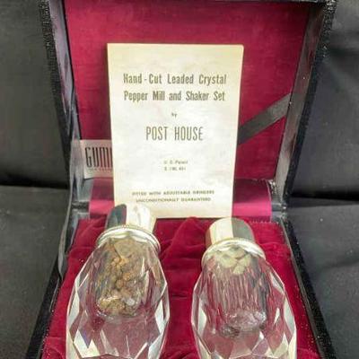 Post House Hand-cut Leaded Crystal Pepper Mill * Salt Shaker
