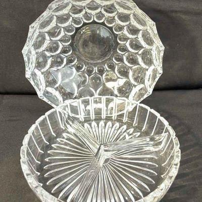 Fostoria Clear Glass Serving Dishes * Fostoria Bowl * Three Part Relish
