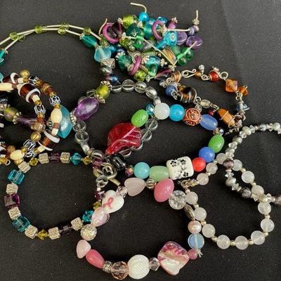 Various Glass Bead Bracelets * Loose Glass Beads
