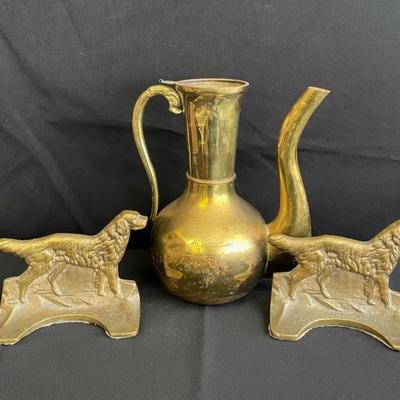 Cool Bronze? Or Brass Spaniel Bookends * Mexico Brass Pitcher
