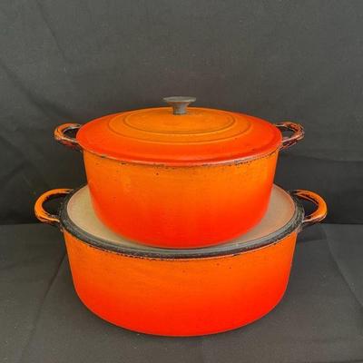 LE CREUSET Orange Enamel lidded dishes
