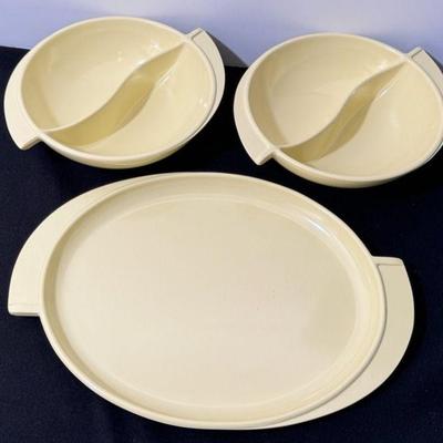 Vintage Boonton Ware * Serving Dish * Split Serving Bowls

